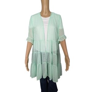 Torrid Green Clip Dot Ruffle Kimono 00